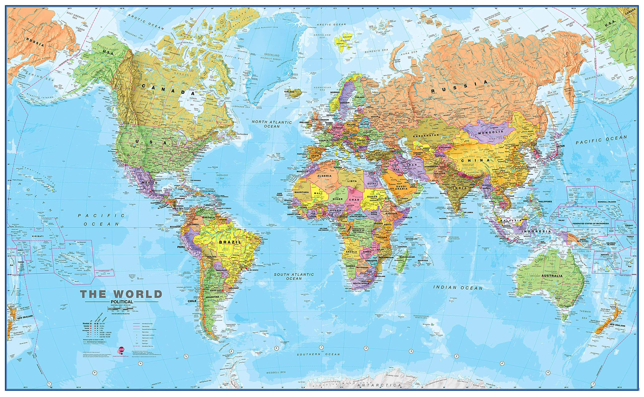 World political map with countries