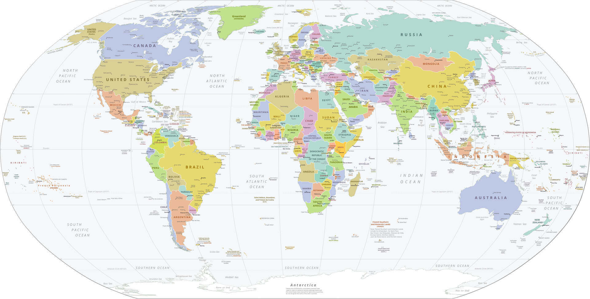 Political map of the World by country