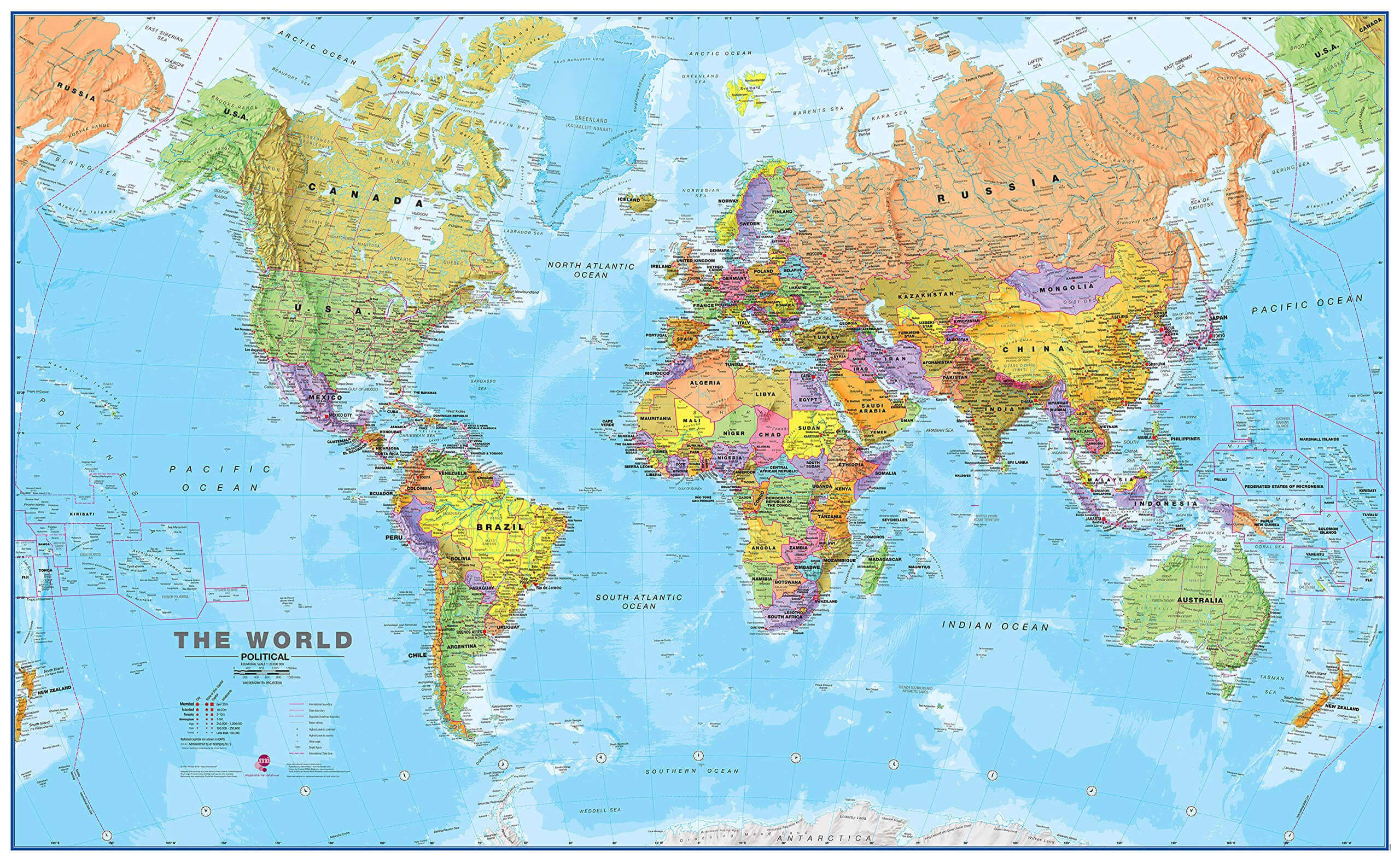 World political map with countries