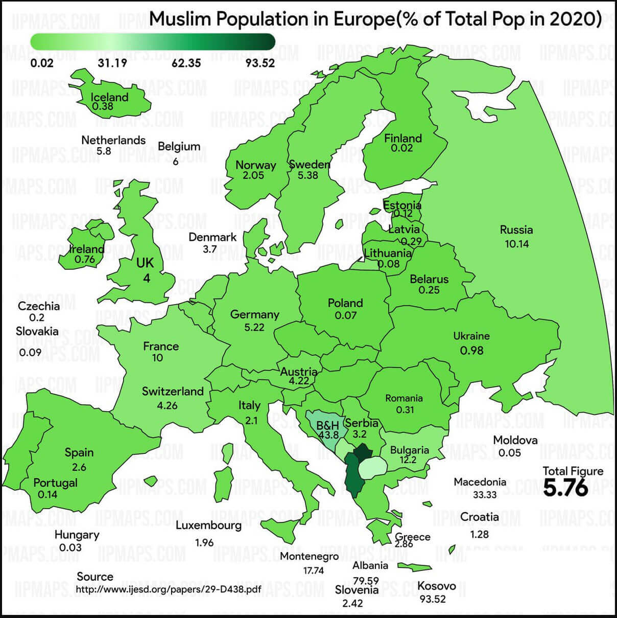 Muslim Population Map in Europe by Country Guide of the World
