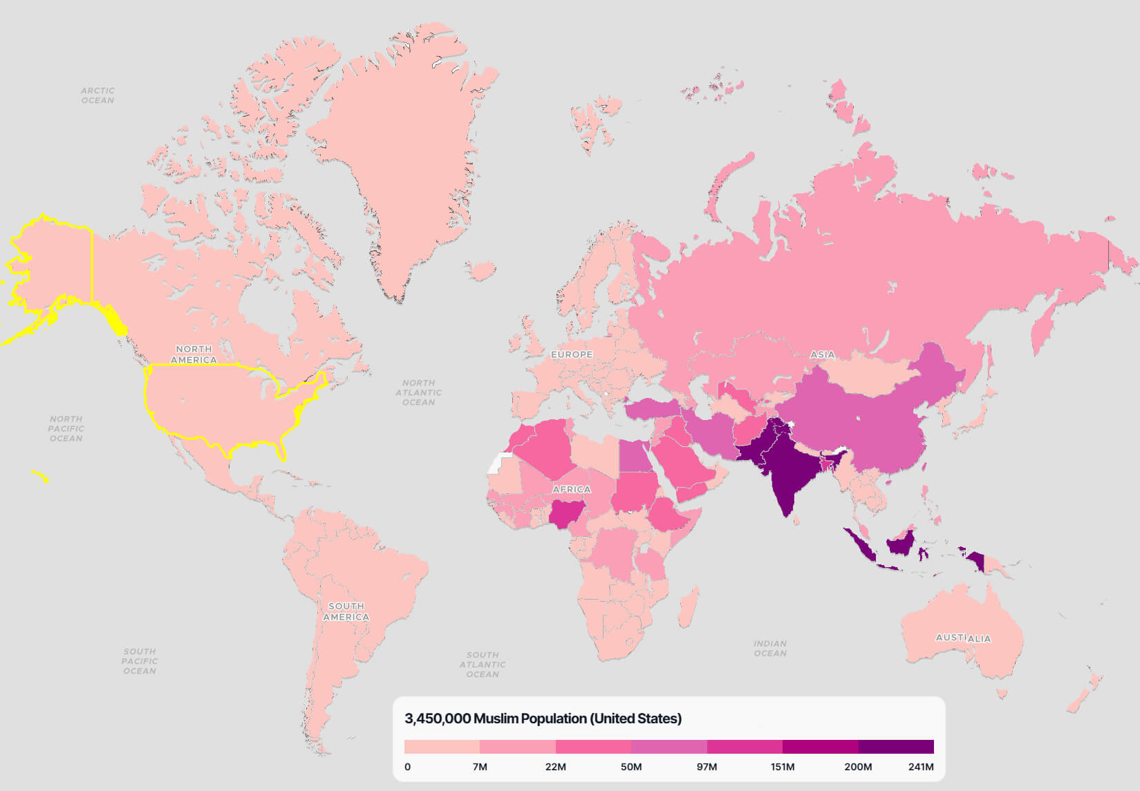 Muslim Population Map 68 United States (US) Muslim Population Map in the World