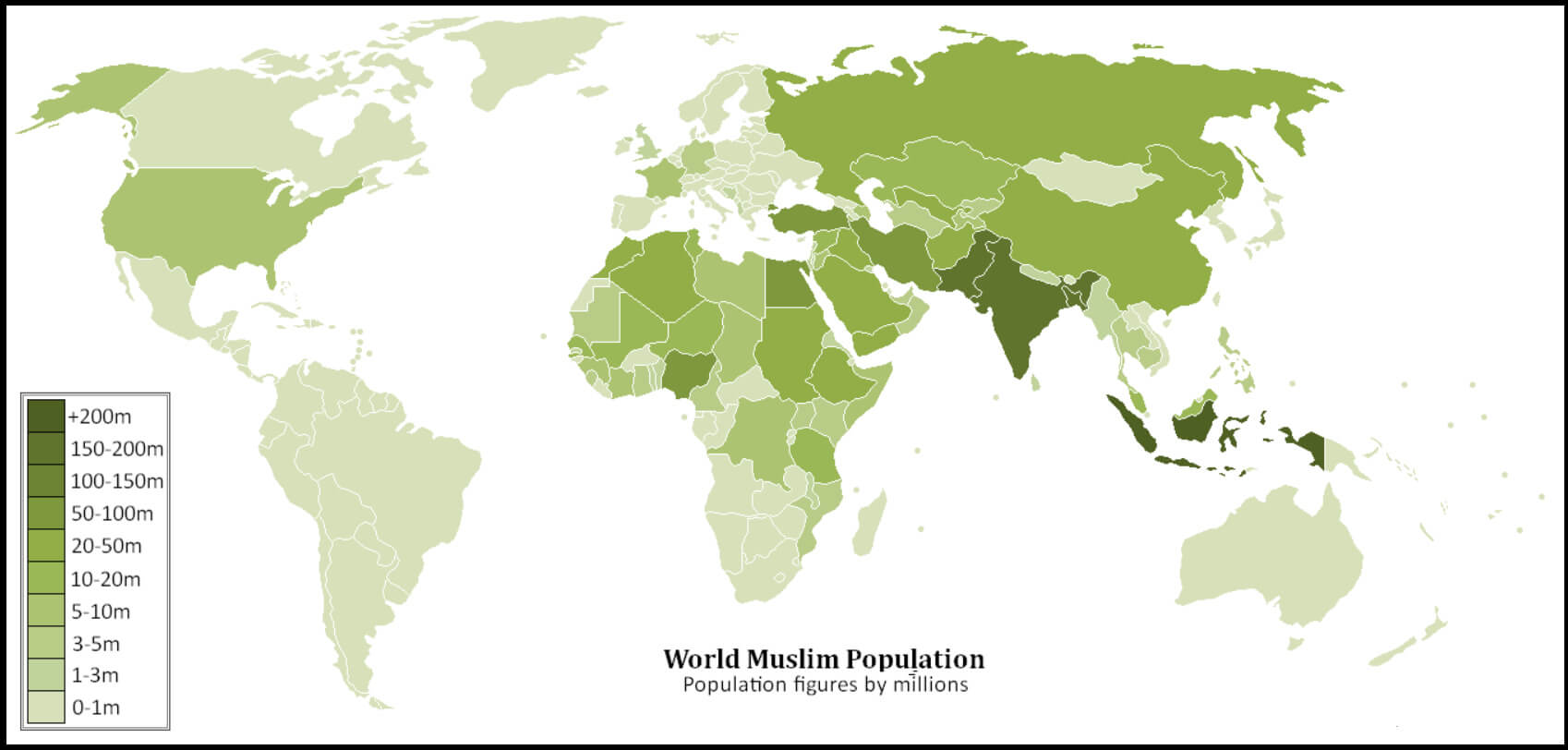 Muslim Population Map 43 World Muslim Population by Country in Millions