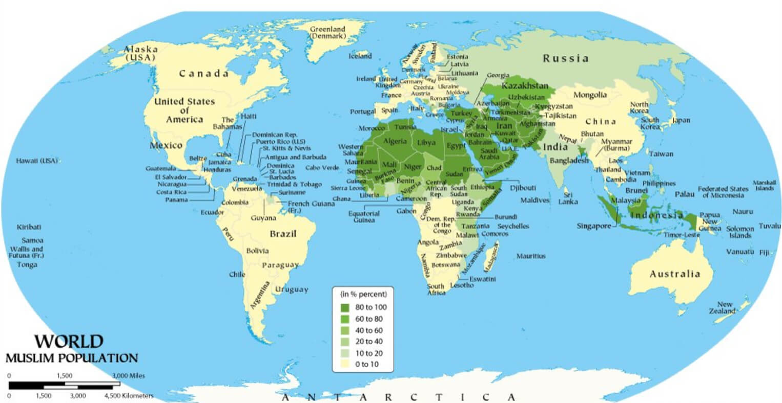 Muslim Population Map 42 World Muslim Population Density by Country