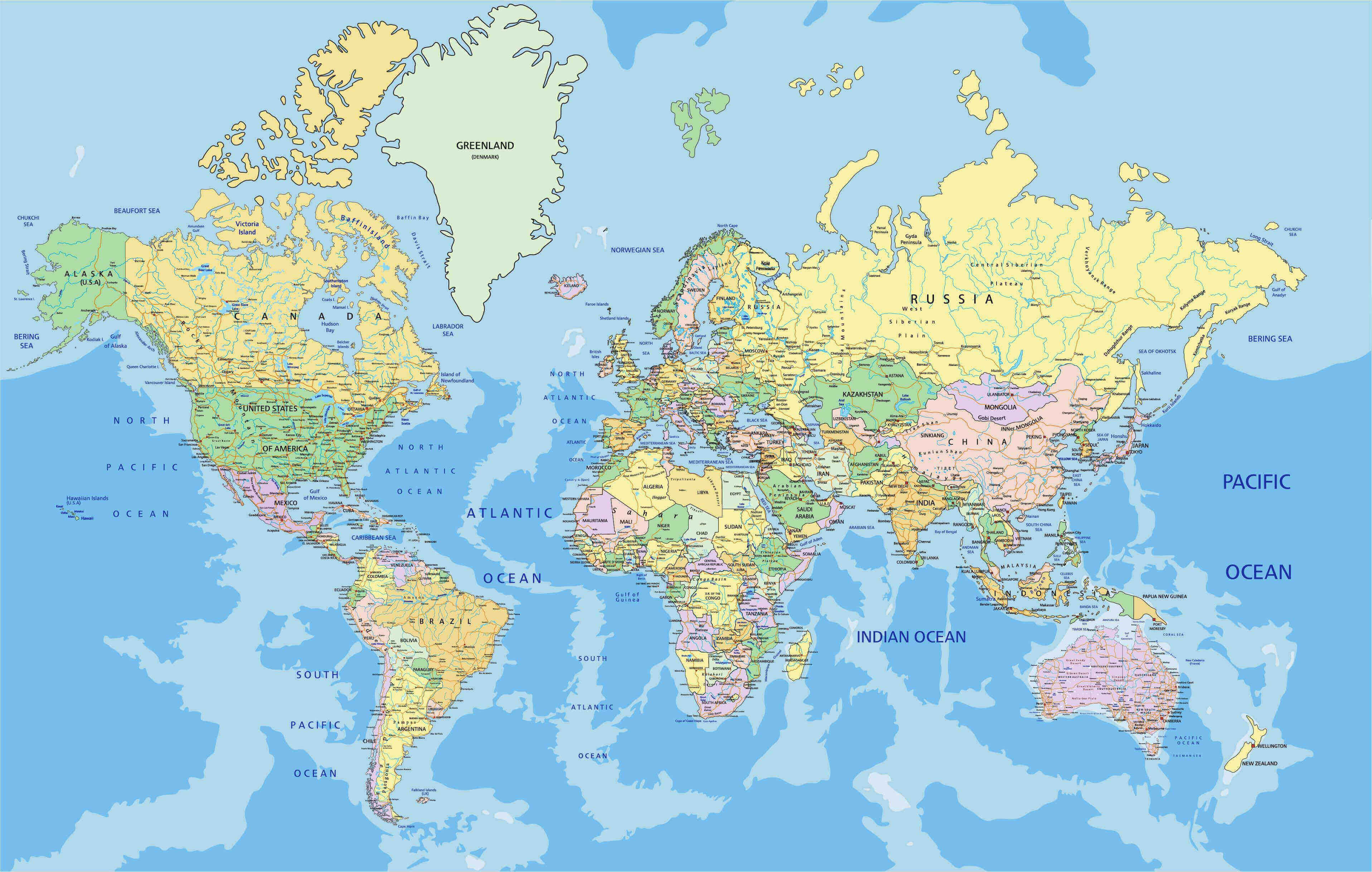 World Printable Map 29 Printable countries map of the World