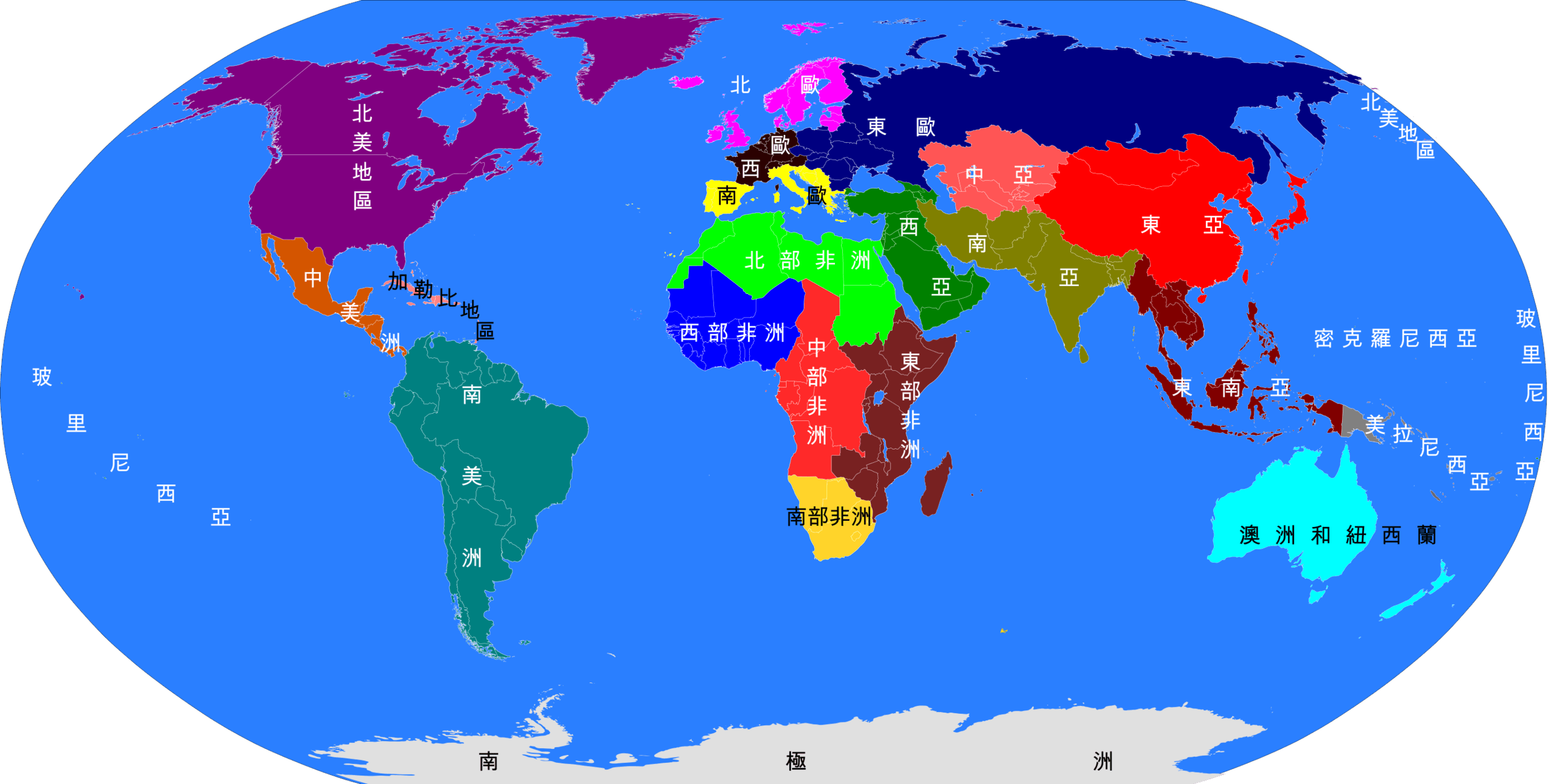 CIA map of World by subregions