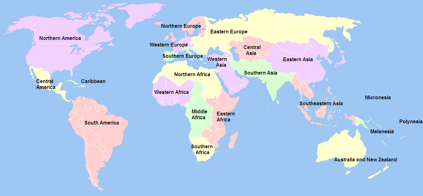 UN geographical subregions map