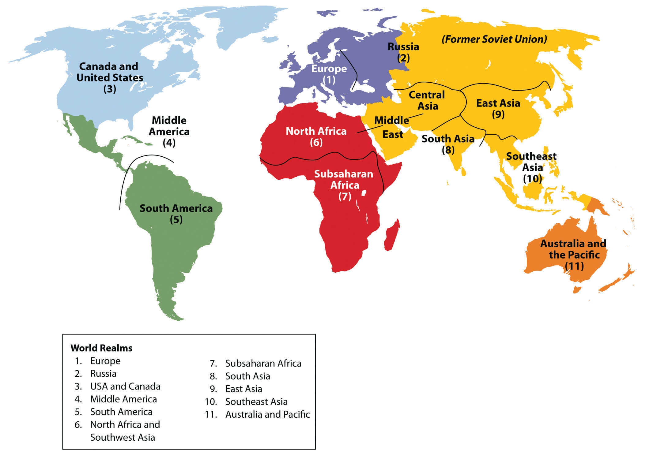 Location and regions map on earth