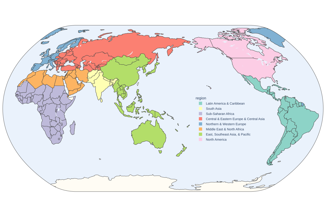 Regions map of the World