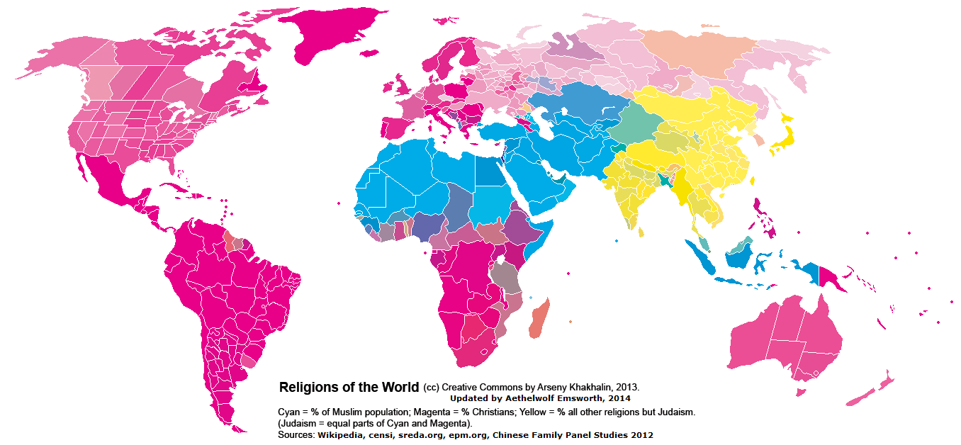 Religions in the World by regions