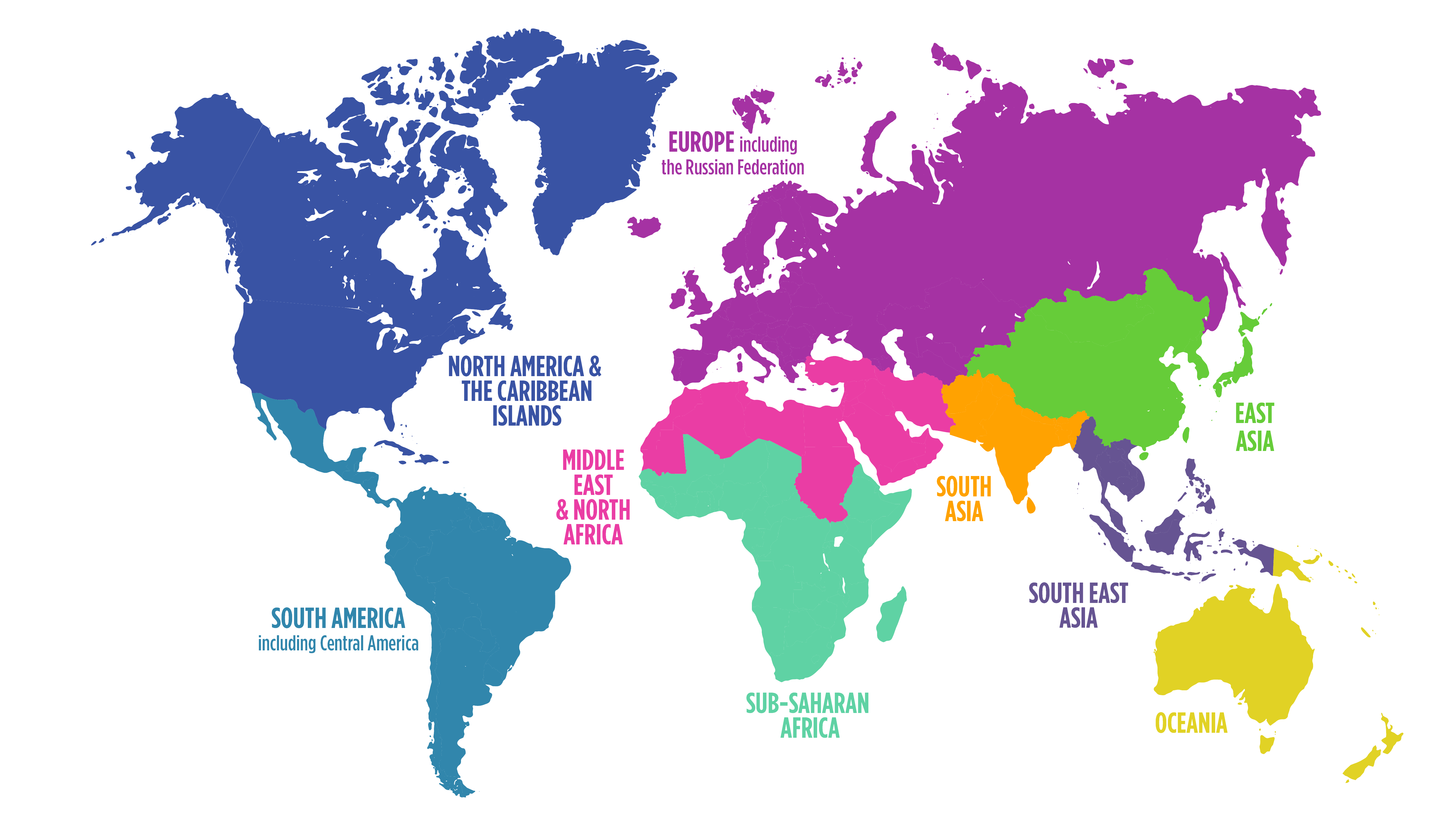 World global regions map