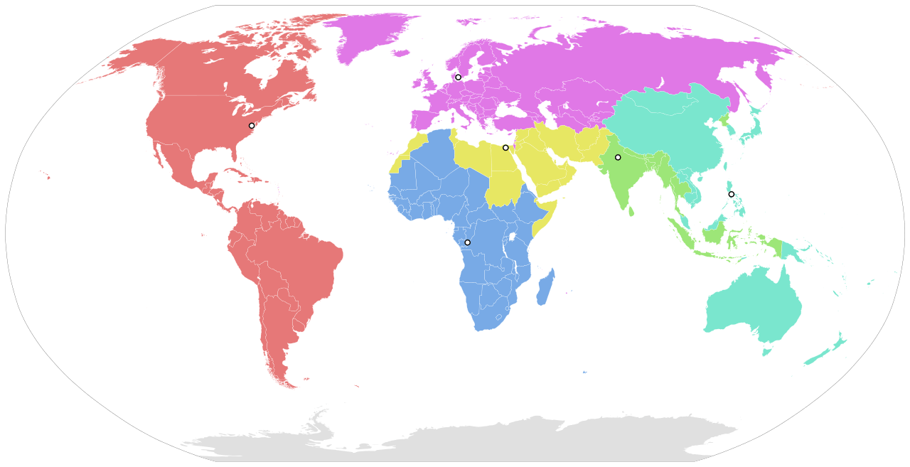World health organisation regional offices map