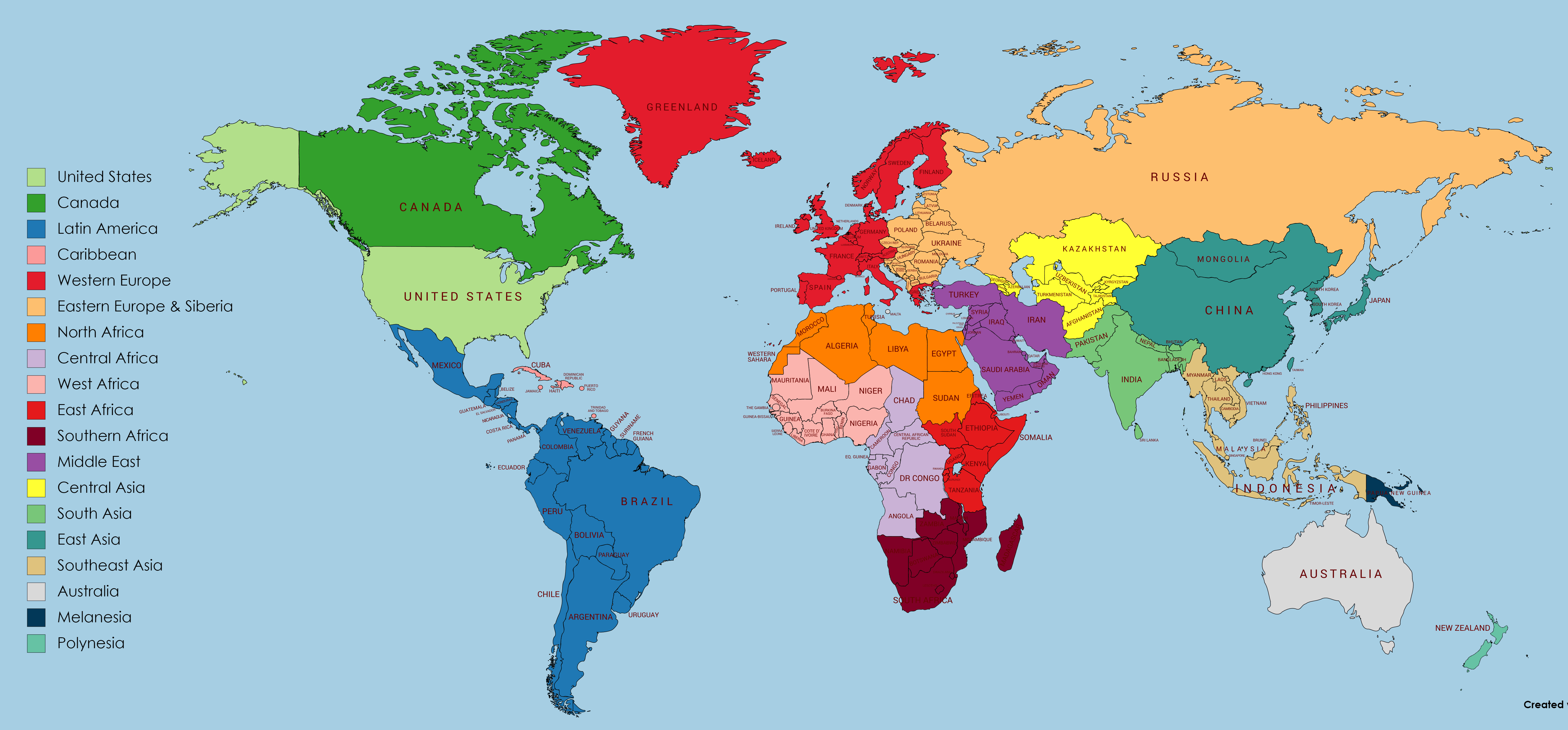 World regions map