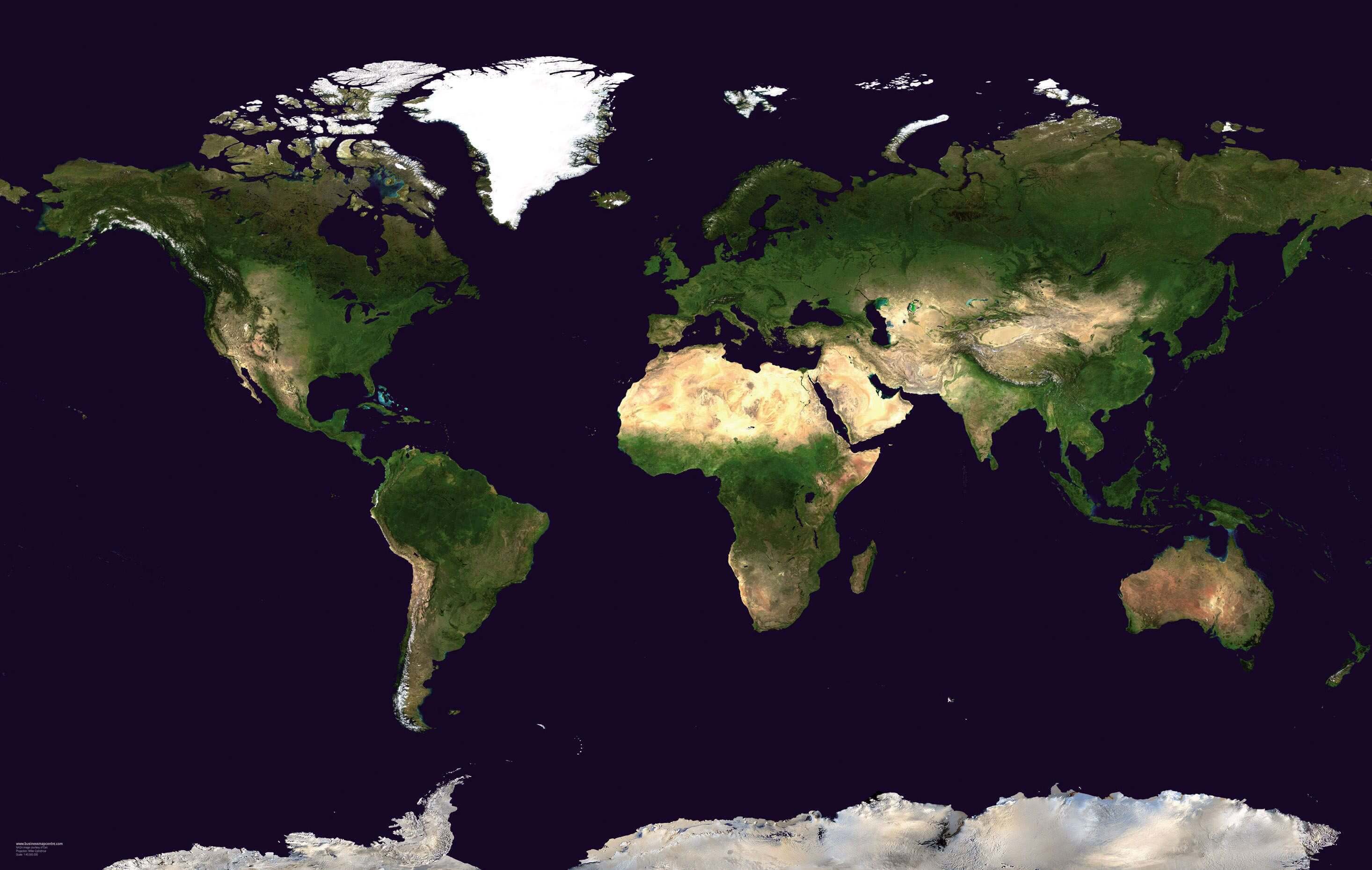 Satellite map of the World