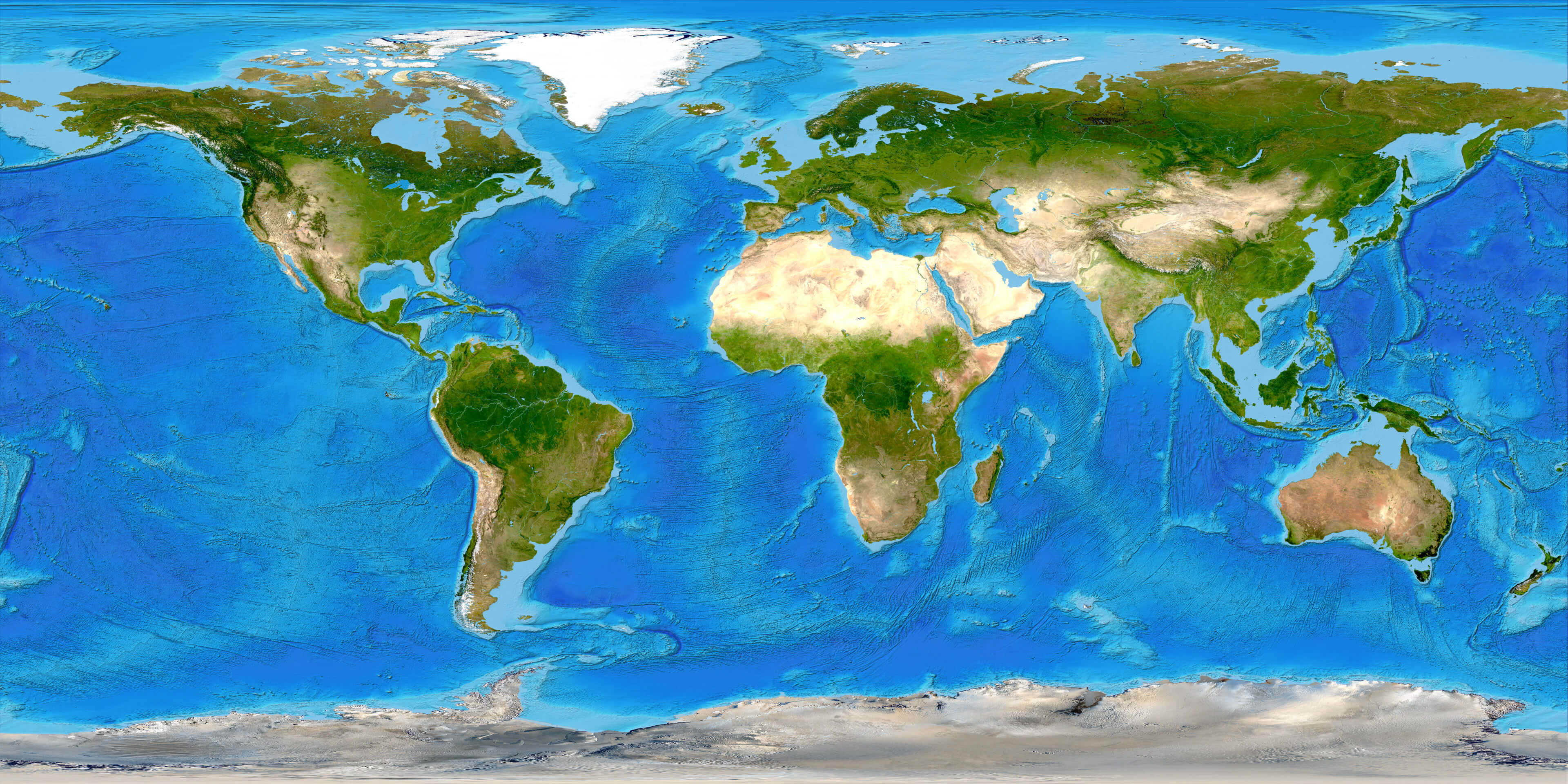 Large World Satellite map bright