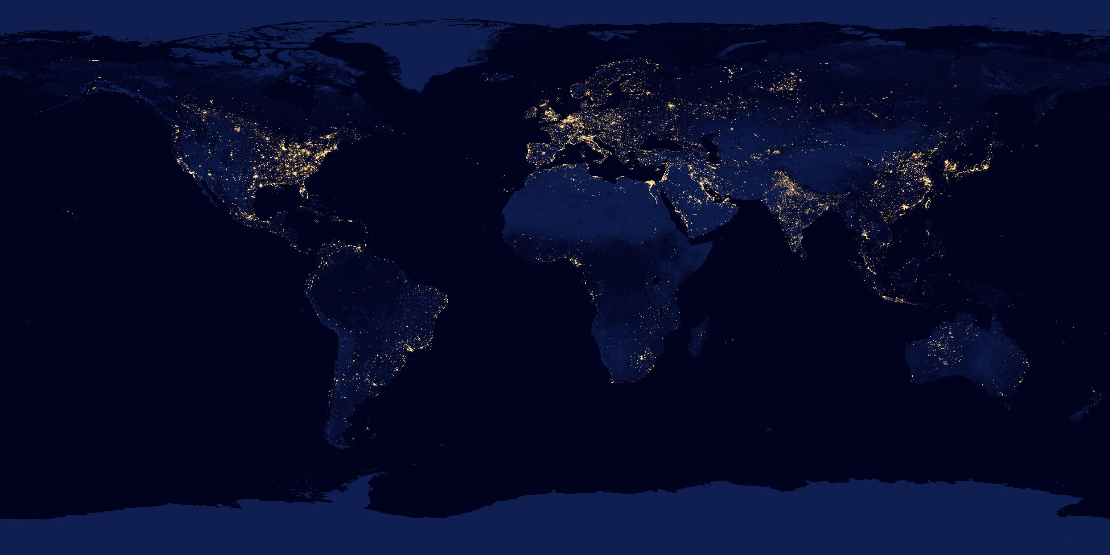 Satellite image of Earth at night
