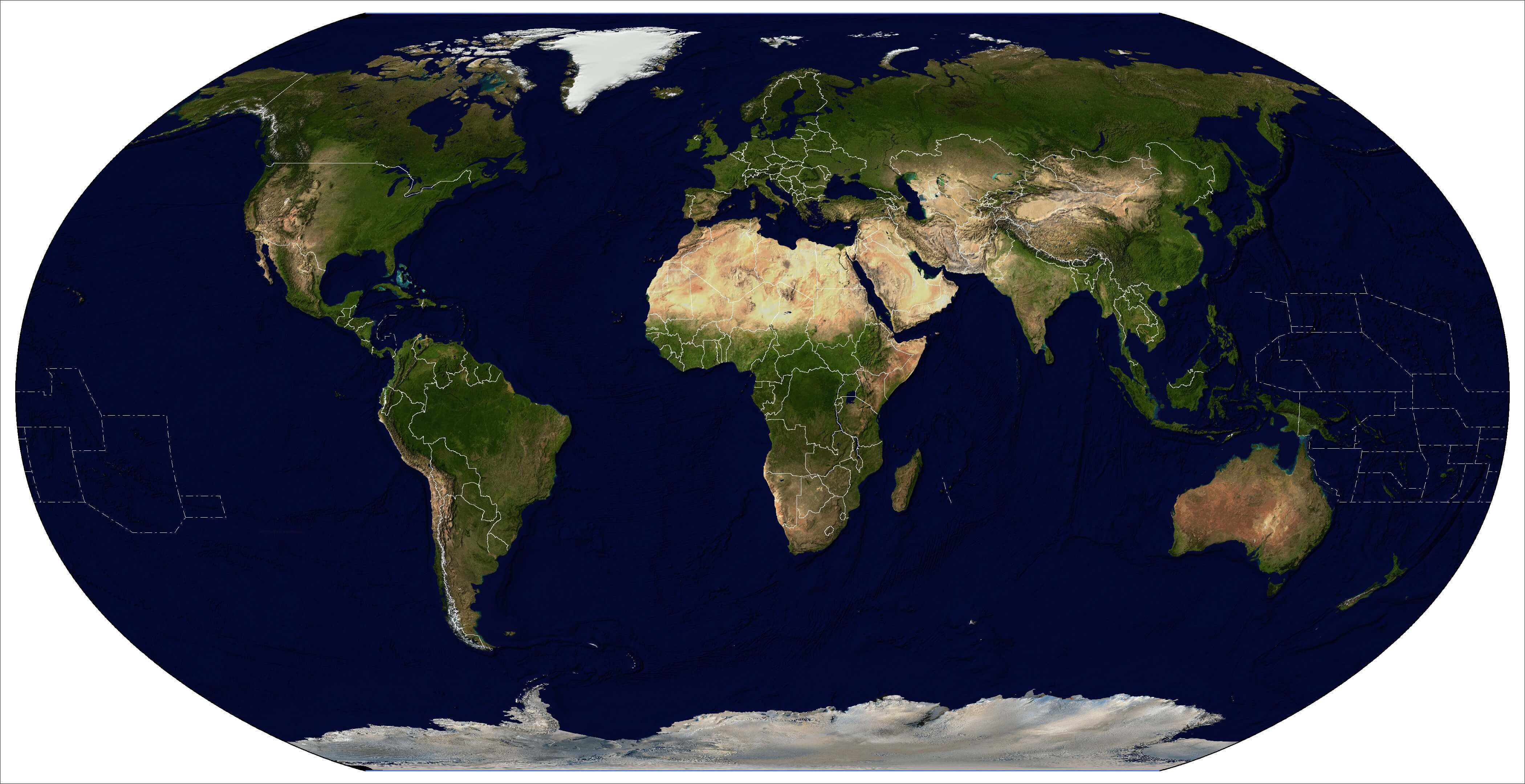 Satellite World map with national borders