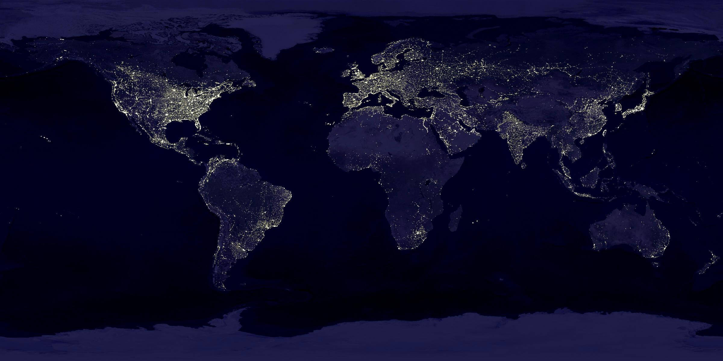 World city lights Satellite map