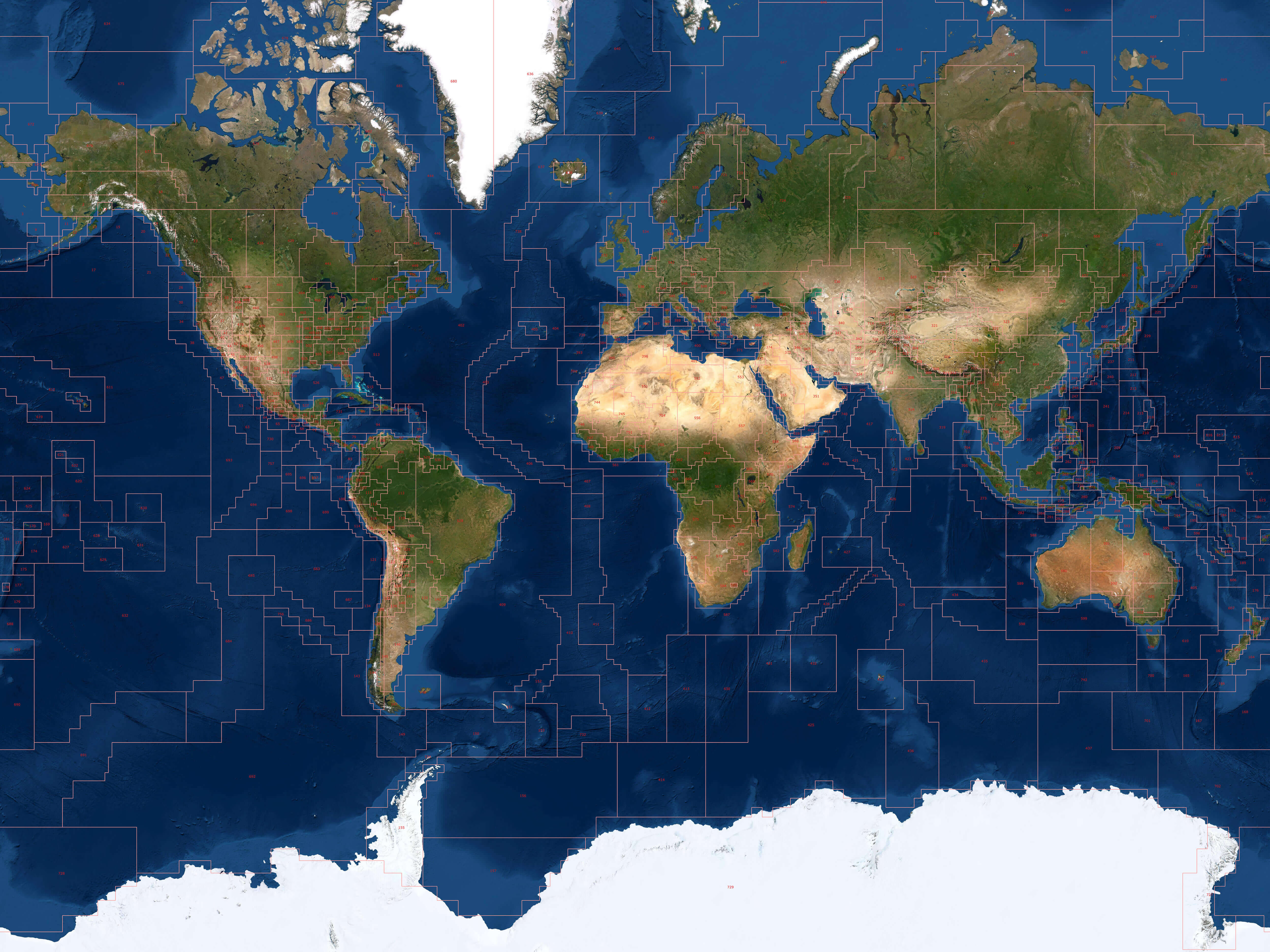 World map region outlines