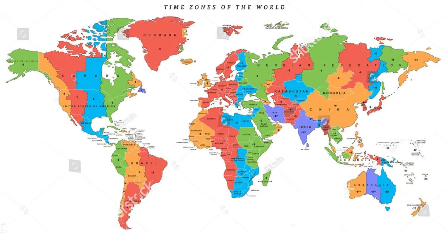 Time zones map of World