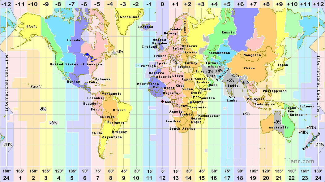 World and Africa time zones map