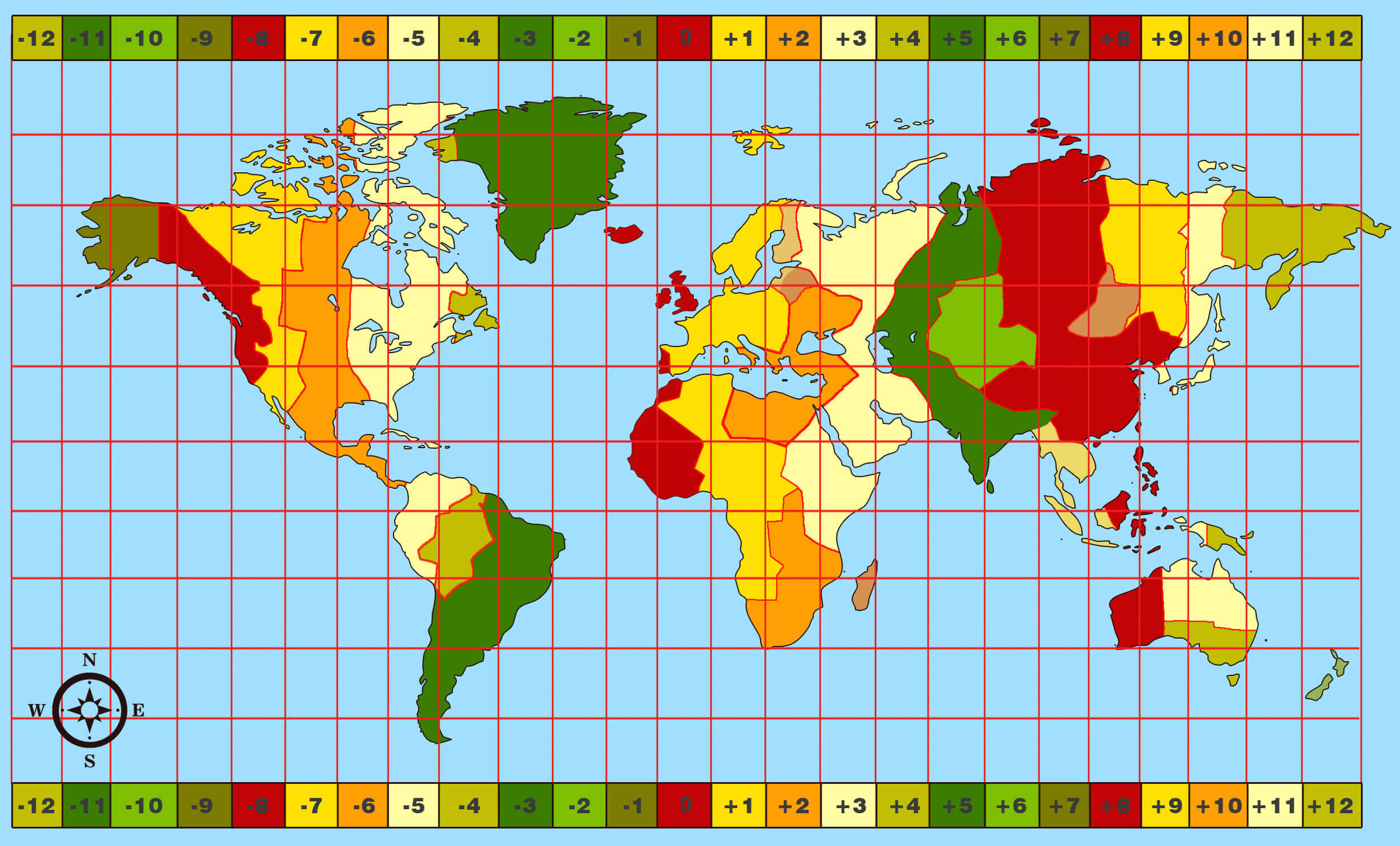 World and west Africa time zones map