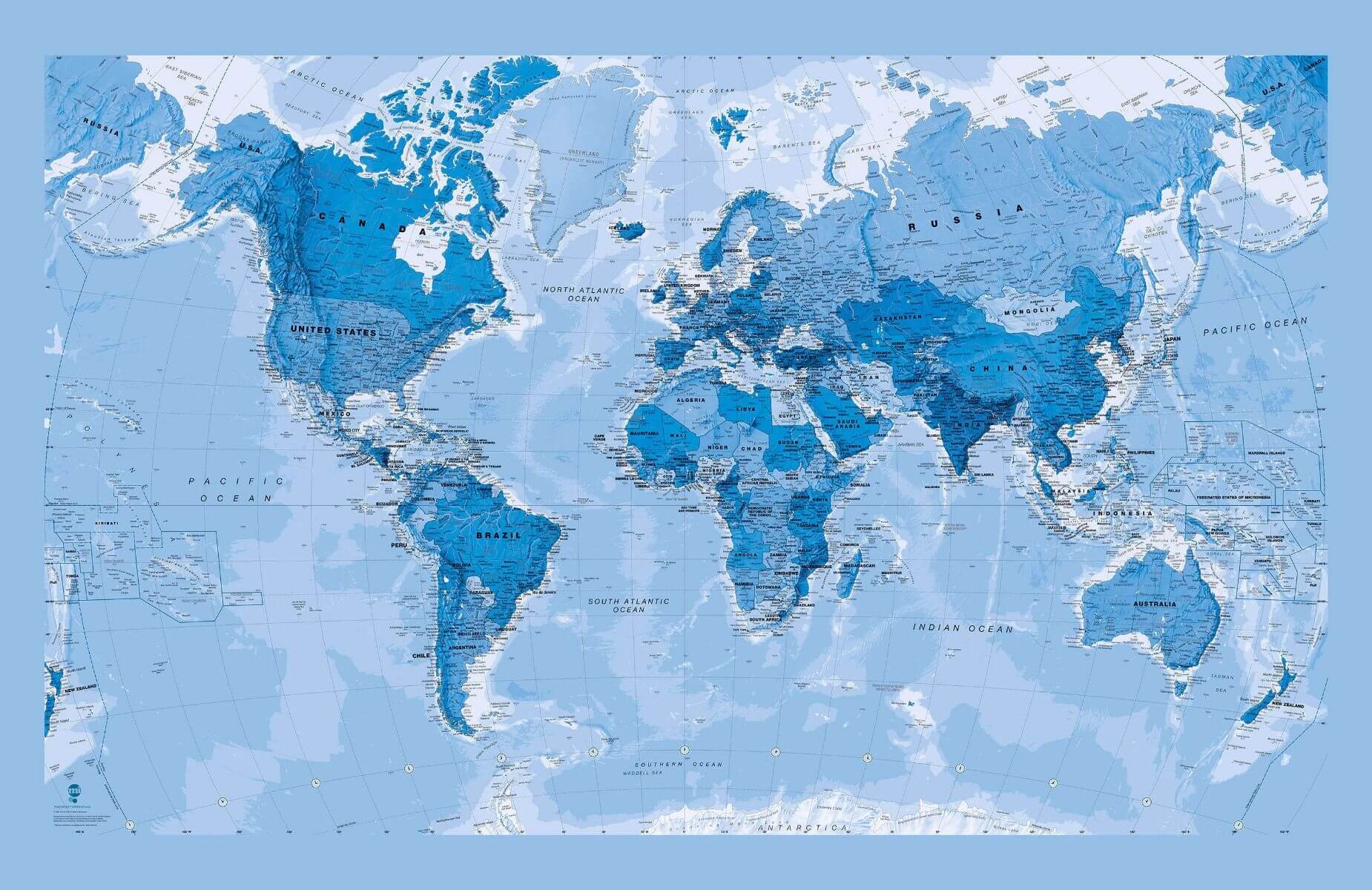 Blue World map wallpaper
