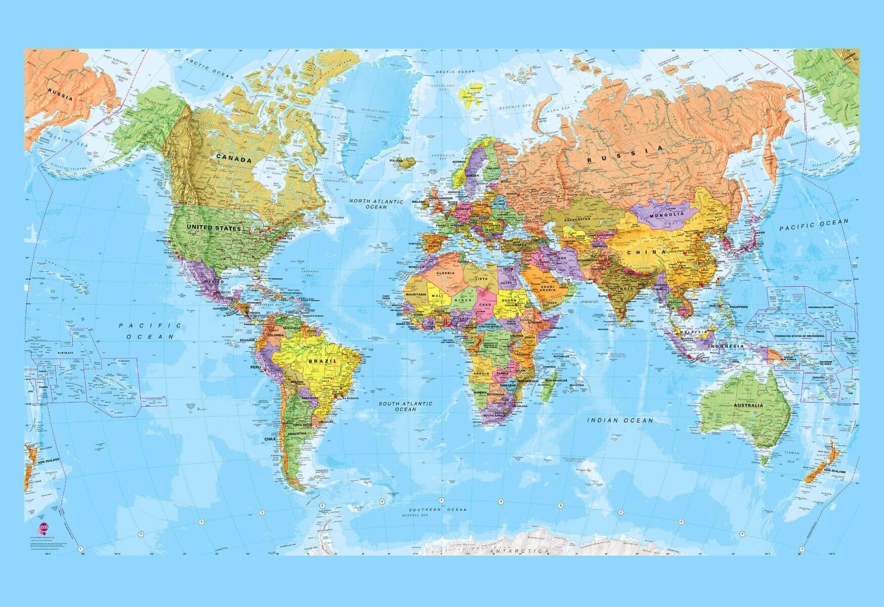 Political World map wallpaper