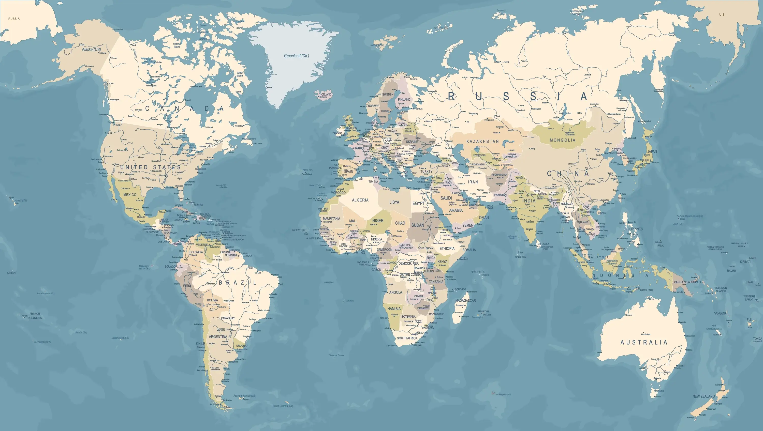 Wallpaper World map with countries
