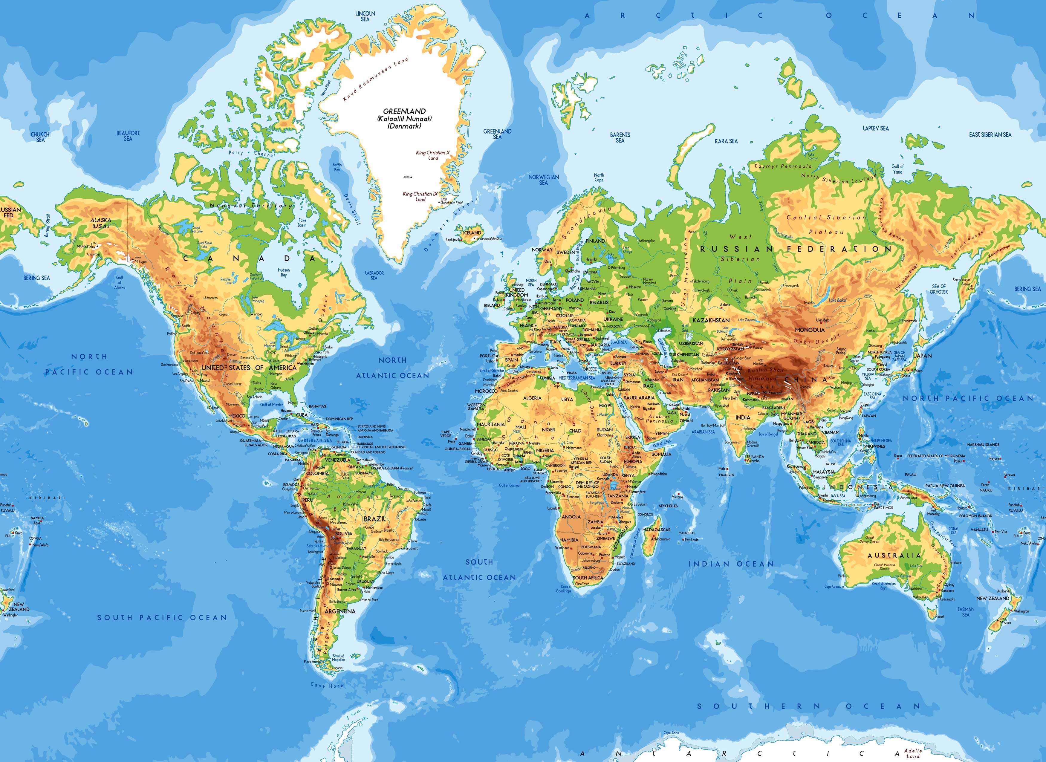 World physical wallpaper map
