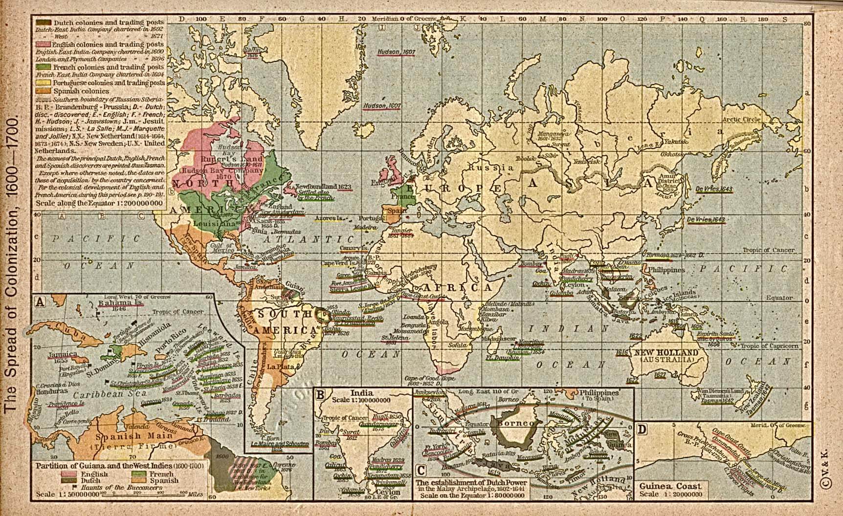World colonization map 1600 1700