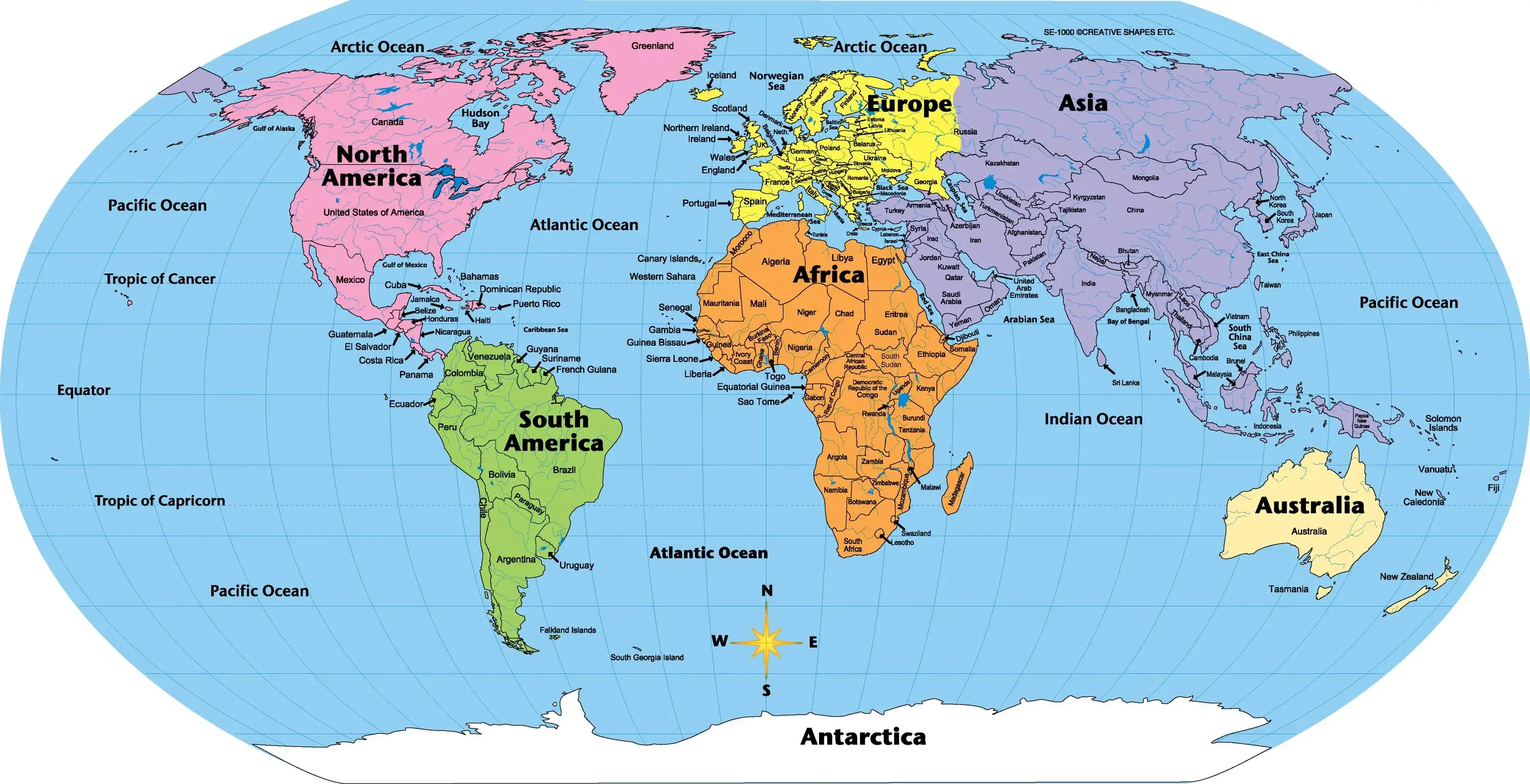 World continents map