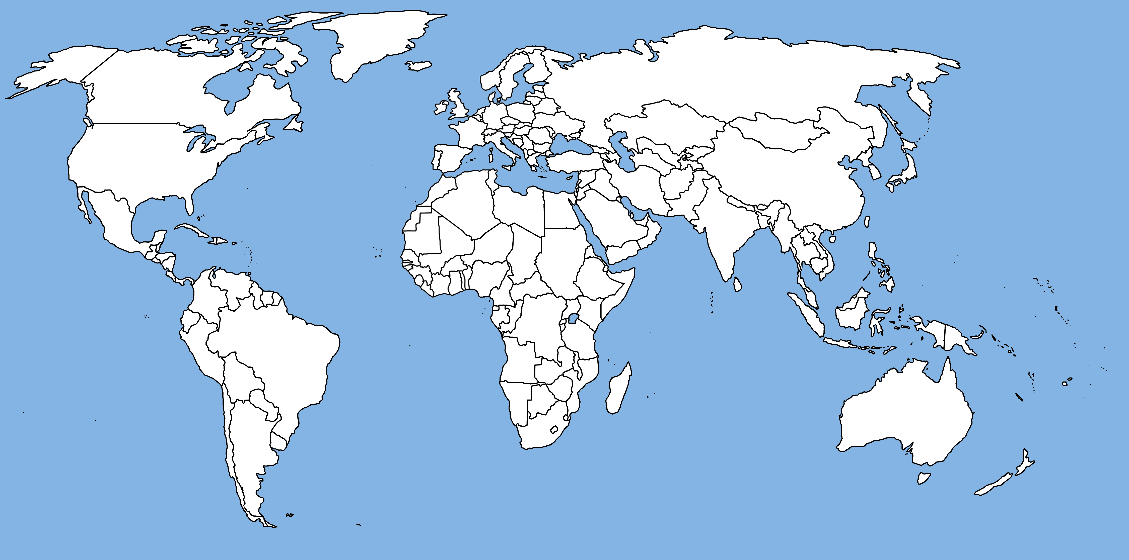 World Country Frontiers Map