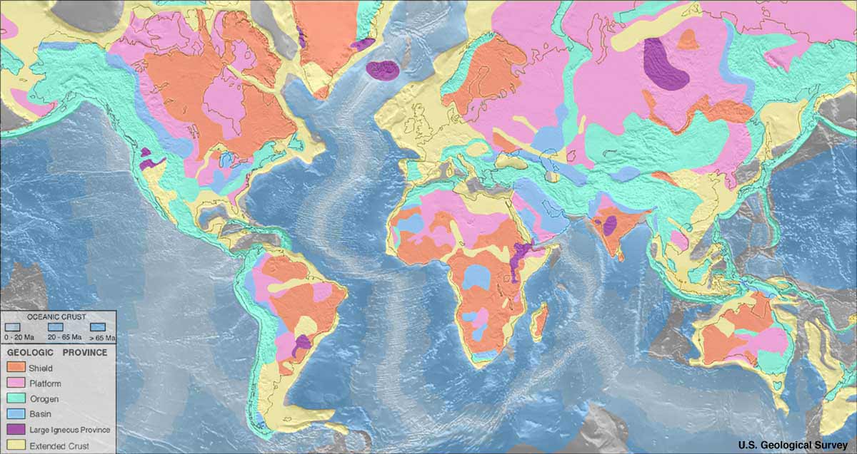 World geological regions Map