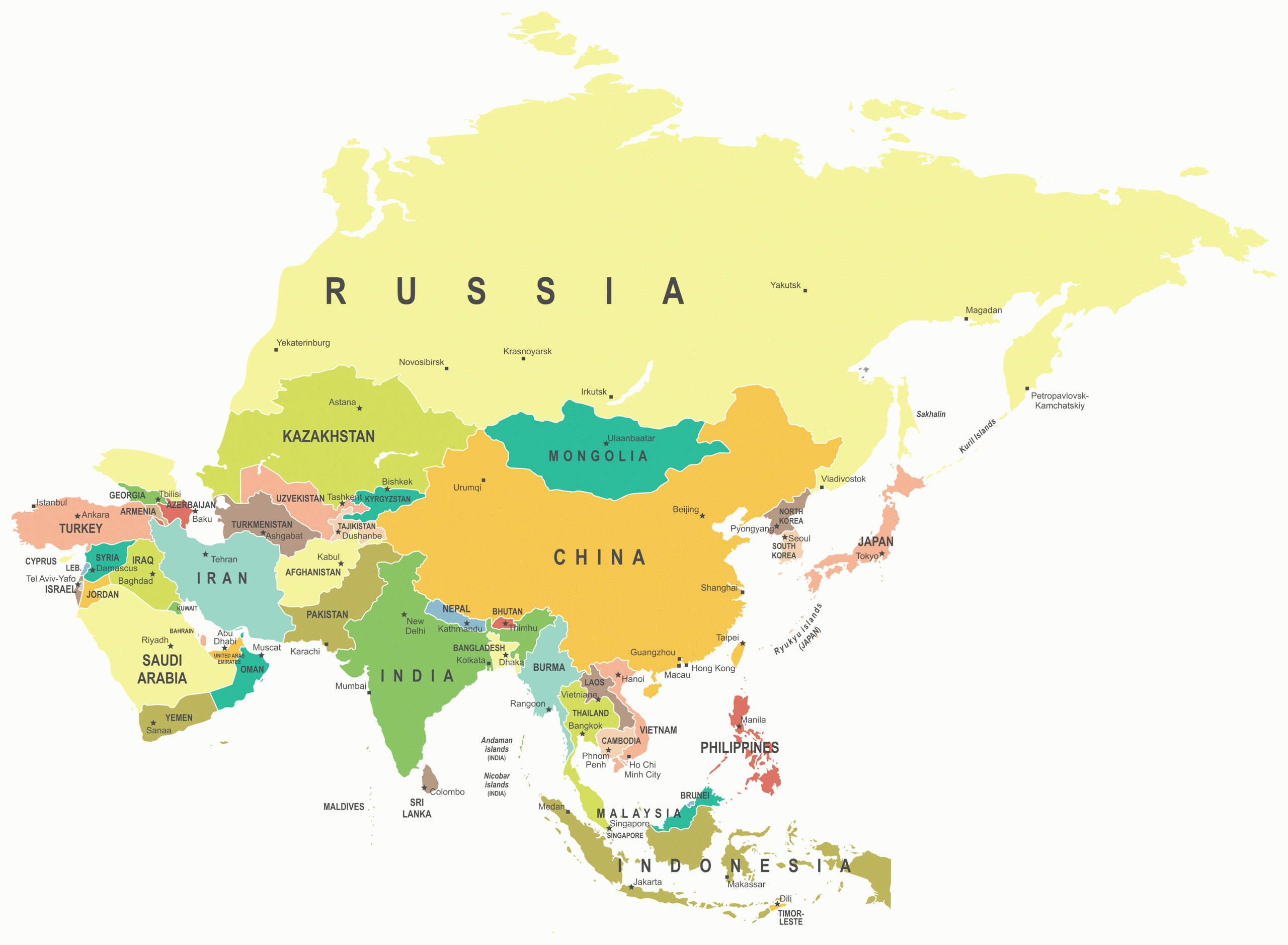 Asia Asia Map - Guide of the World