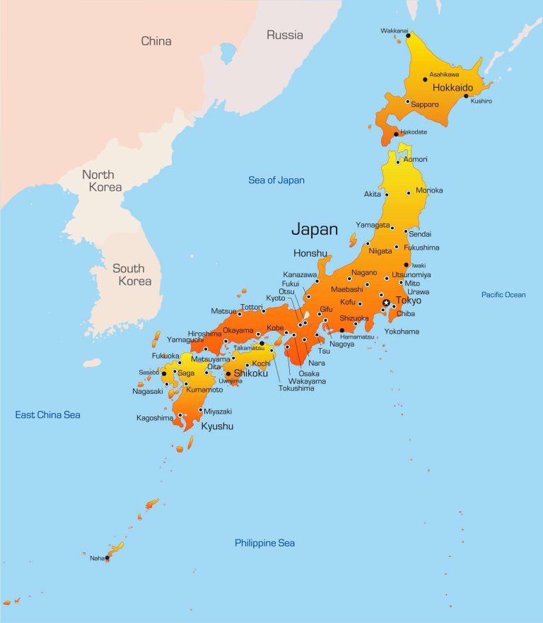 Map of Japan with Cities
