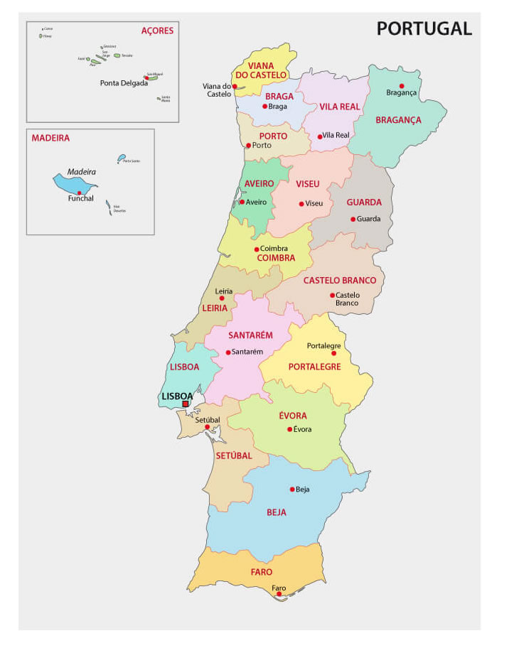 Portugal administrative map