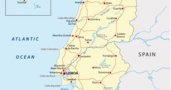 Portugal Roads and Rivers Map