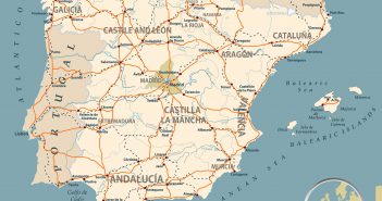 Road Map of Spain with Highways