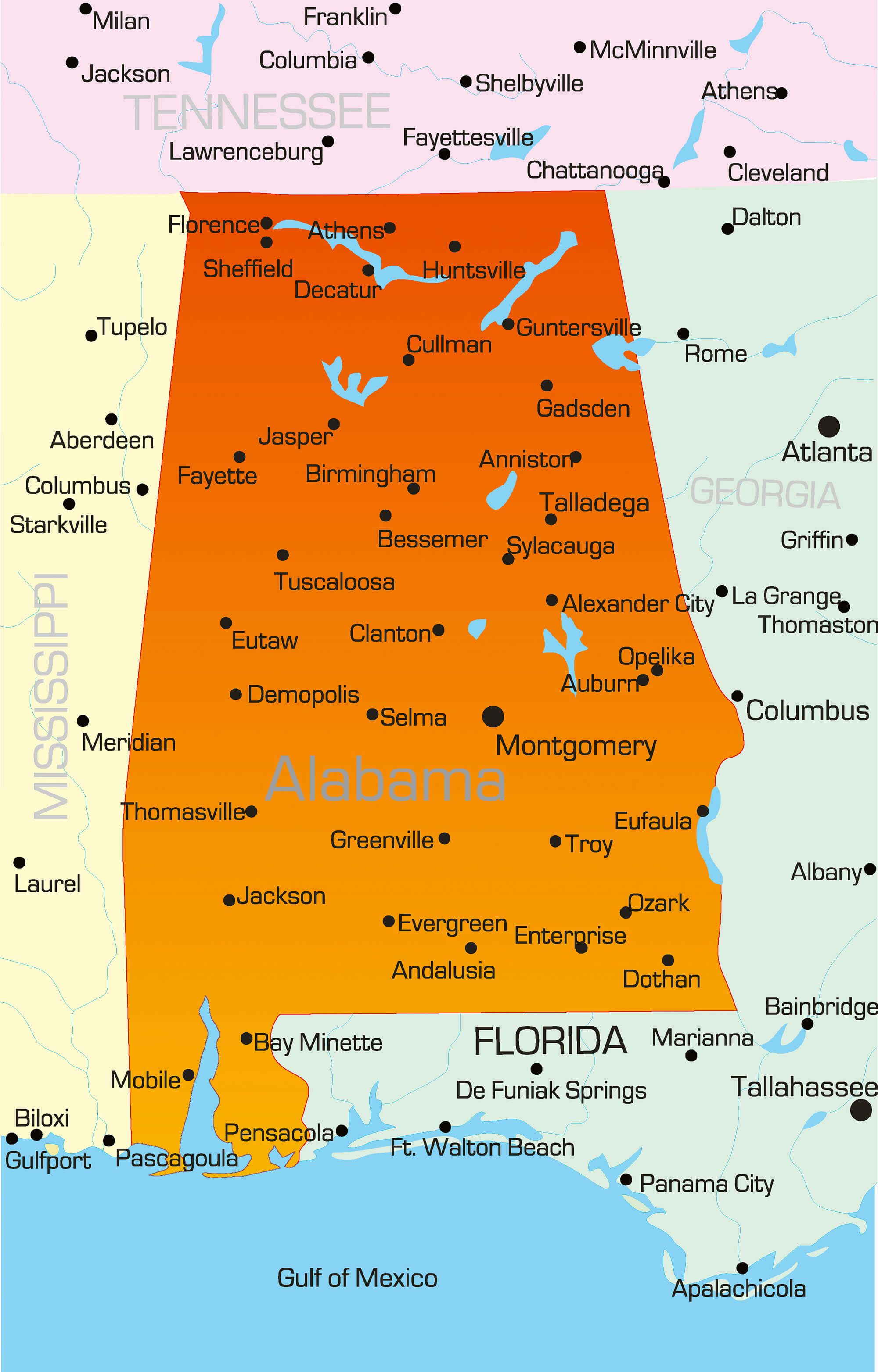 Alabama Map Guide of the World
