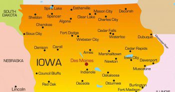 Iowa Map Color Map of Iowa