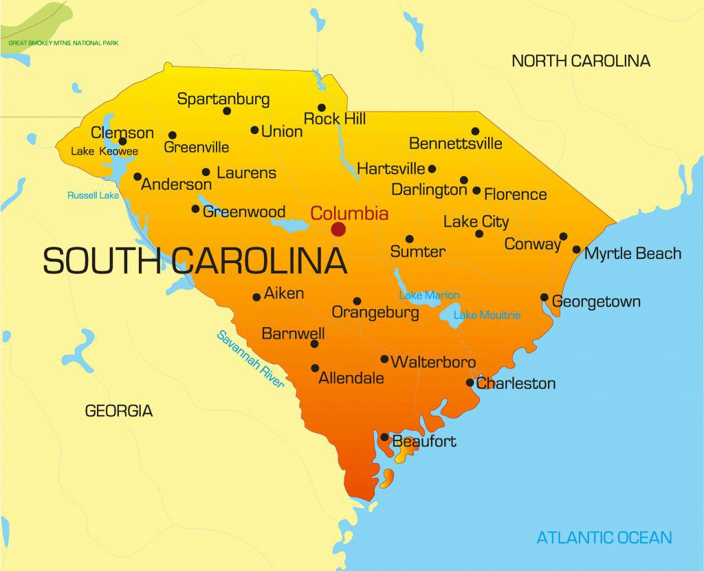 South Carolina Labeled Map World Map Blank And Printable - Bank2home.com