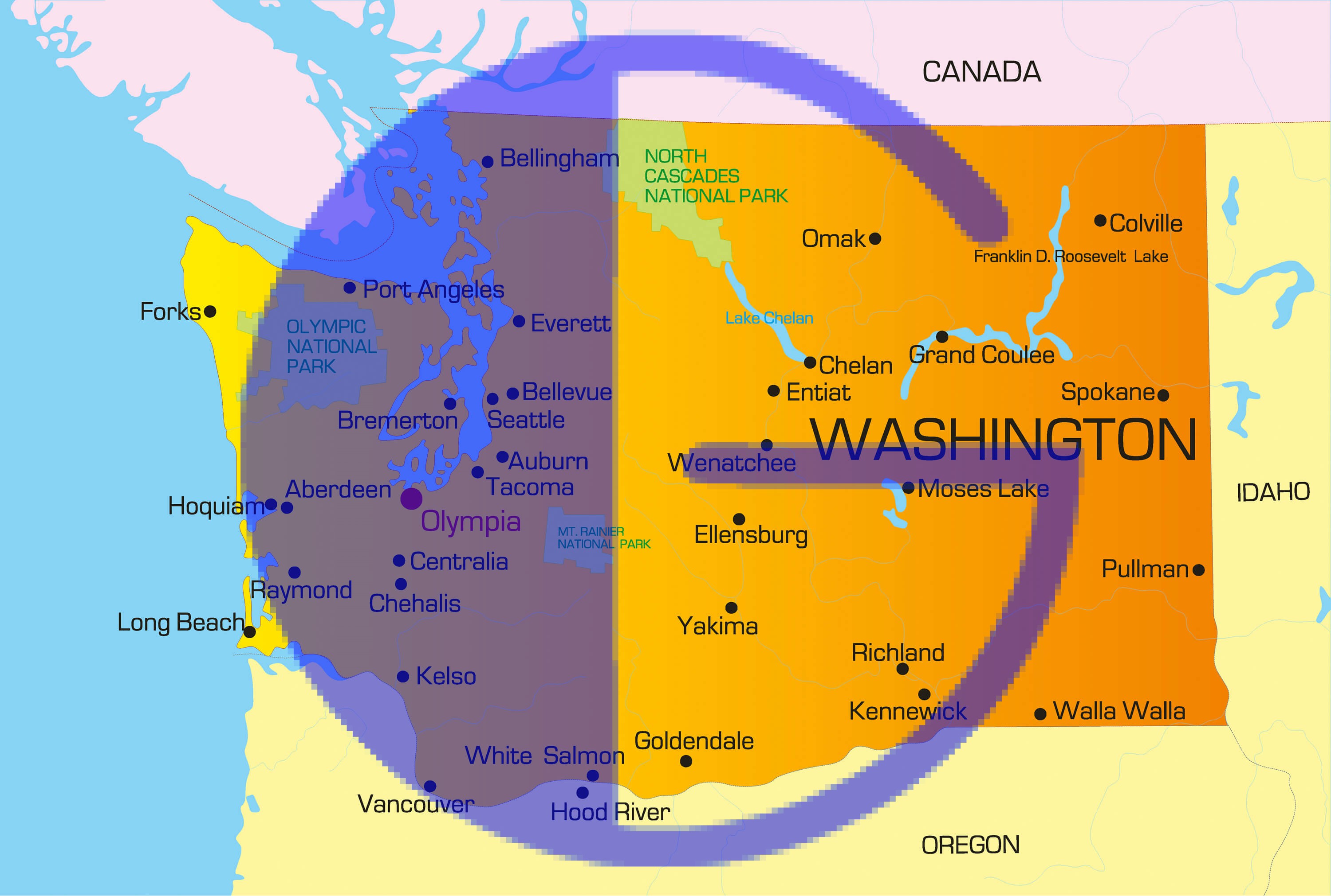 Washington Map Guide of the World