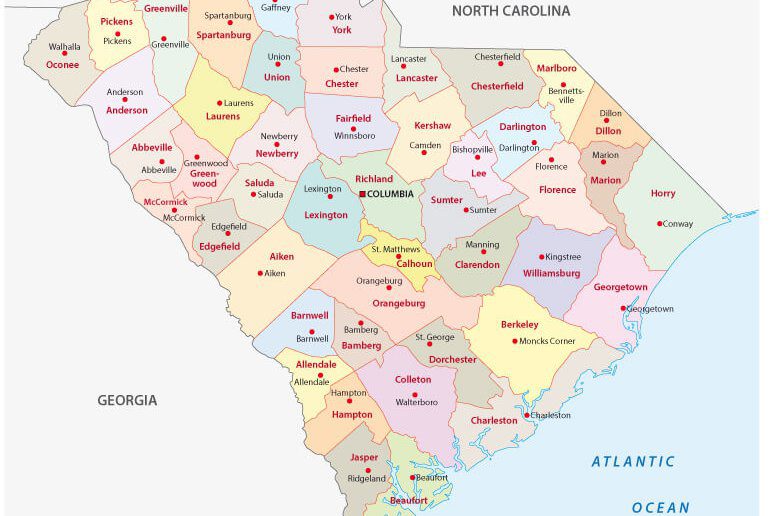 south carolina administrative map