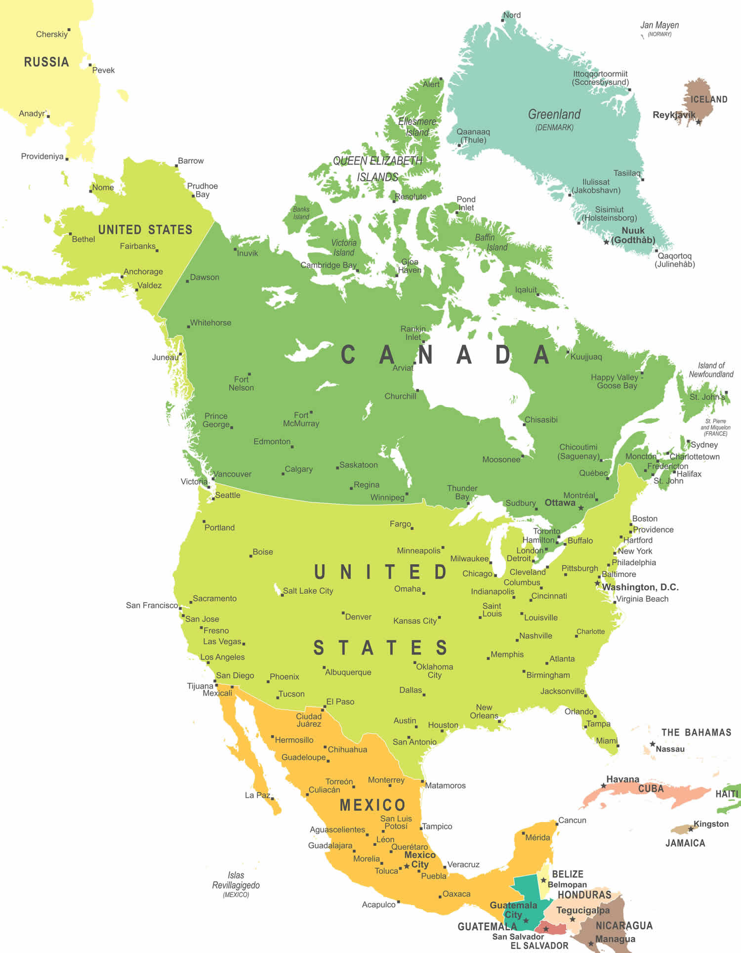 Political Map Of North America Guide Of The World