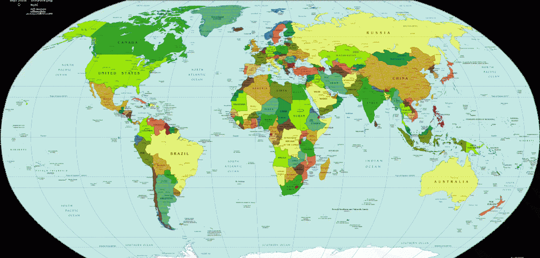 world political map english