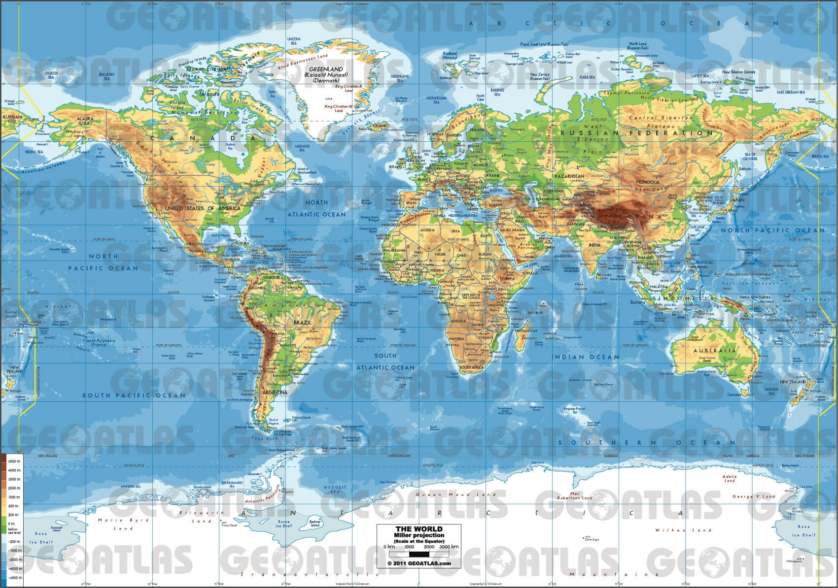 physical map of the world guide of the world