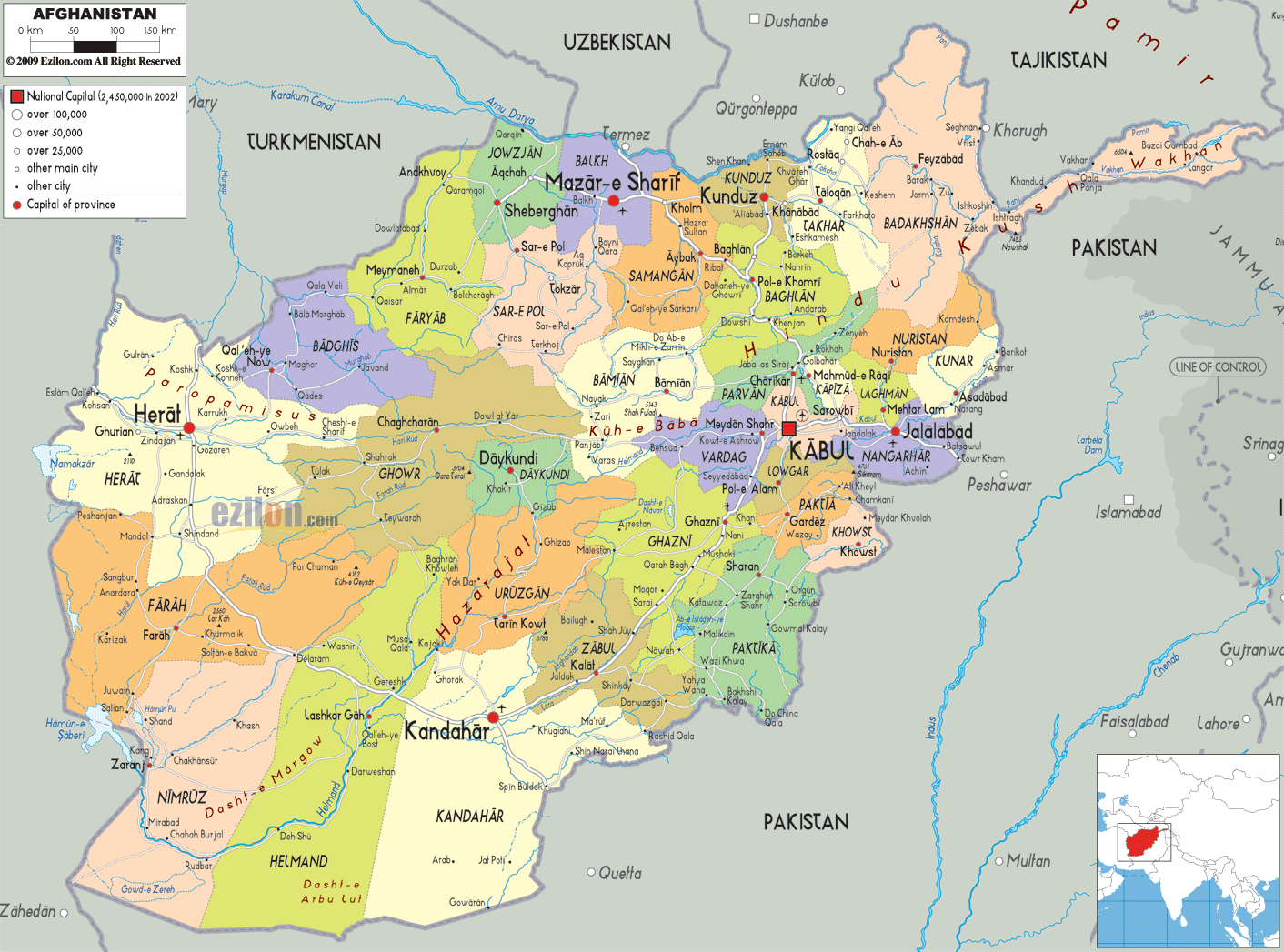 afghanistan country regions map