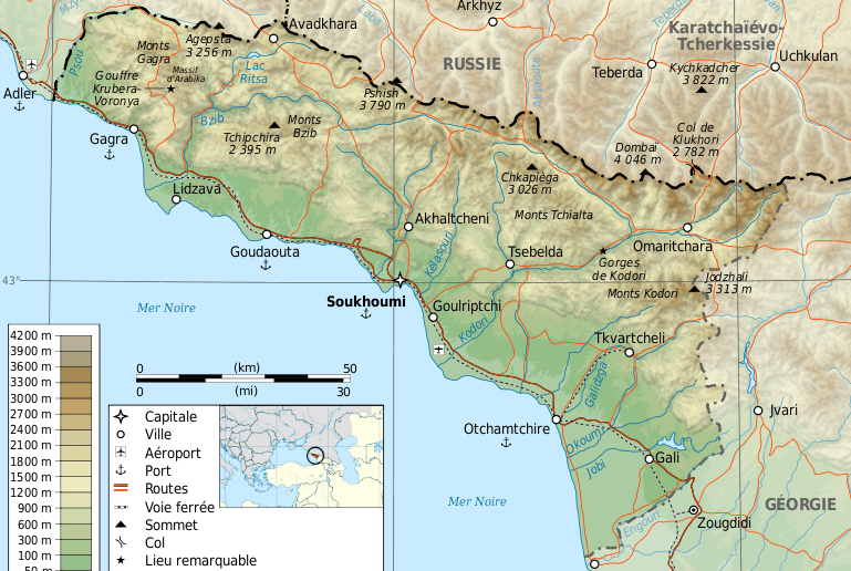 physical map of abkhazia