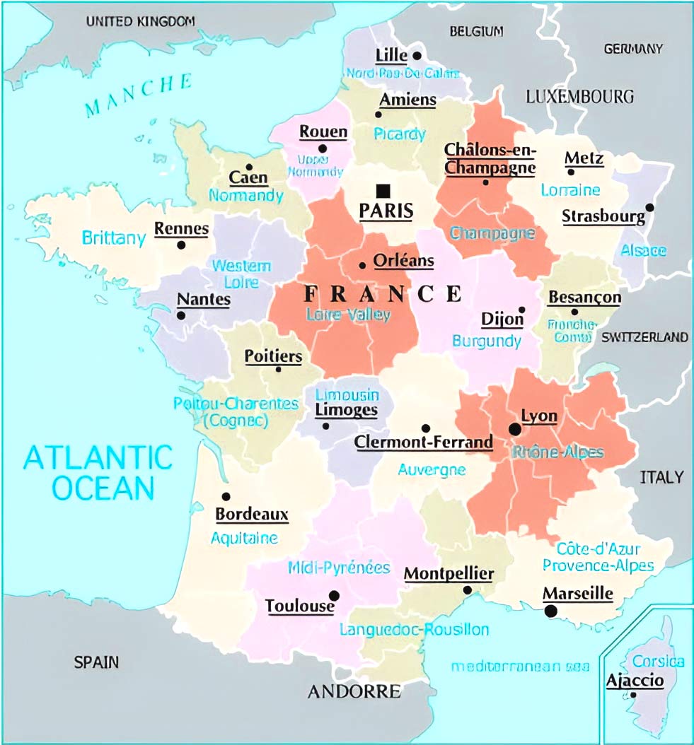 France Cities (Urban) Map