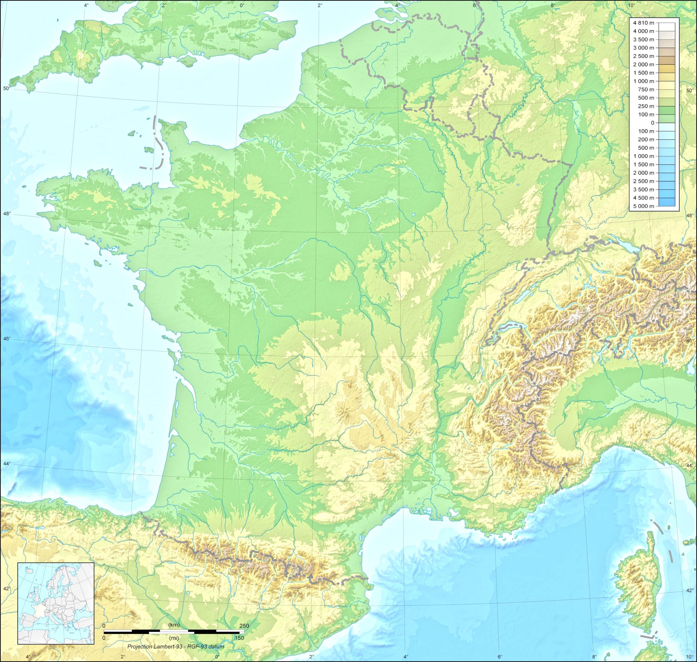 France Topographic Map